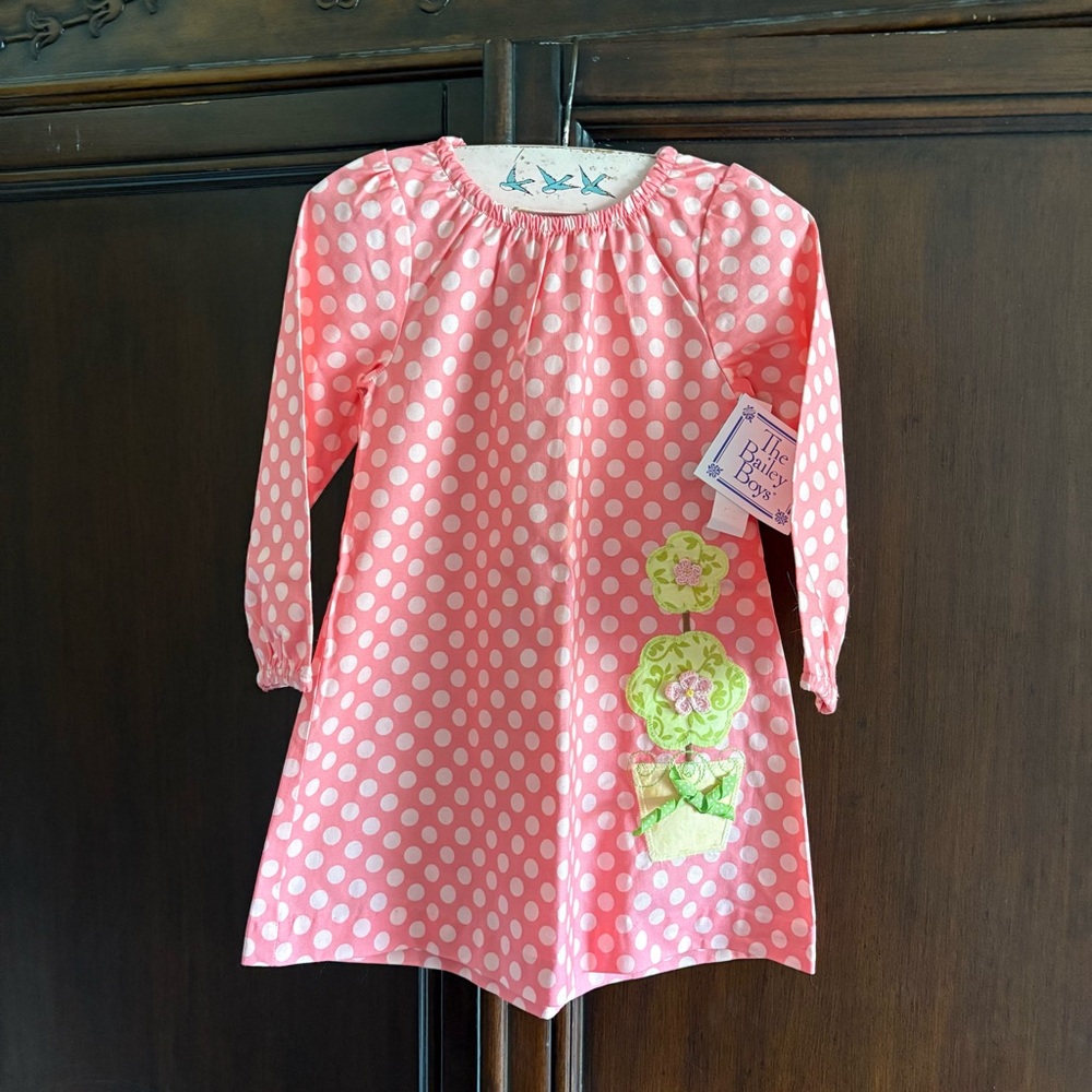 NWT The Bailey Boys Toddler Girl Pink Polka Dot & Floral Dress size 3t
